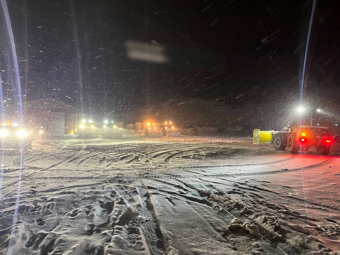 North Bay plow trucks responding to an overnight storm